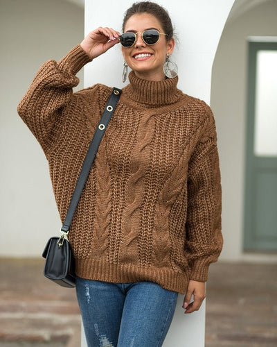 Dames Gebreide Trui Met Hoge Hals En Oversized Pasvorm