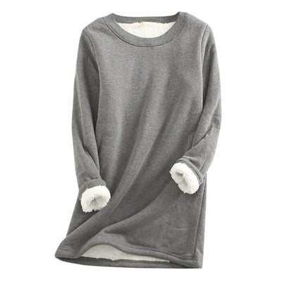 Dames Warme Fleece Trui Met Lange Mouwen En Ronde Hals