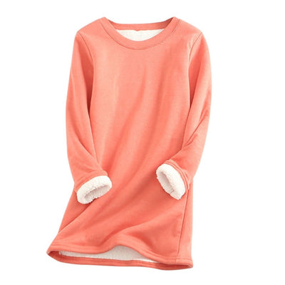Dames Warme Fleece Trui Met Lange Mouwen En Ronde Hals
