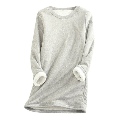 Dames Warme Fleece Trui Met Lange Mouwen En Ronde Hals