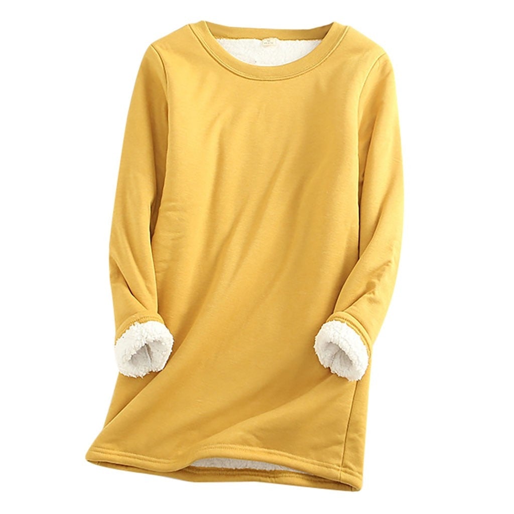 Dames Warme Fleece Trui Met Lange Mouwen En Ronde Hals