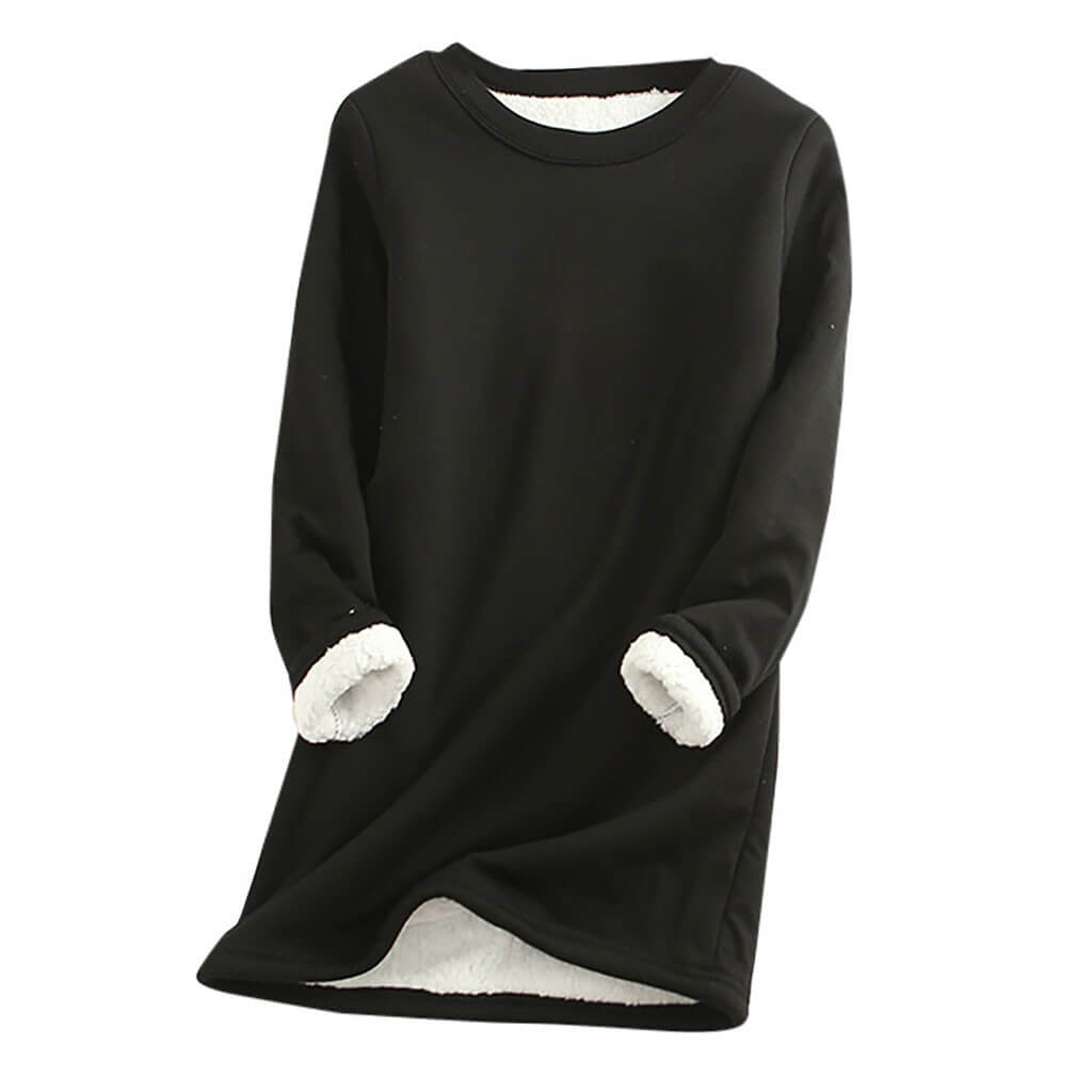 Dames Warme Fleece Trui Met Lange Mouwen En Ronde Hals