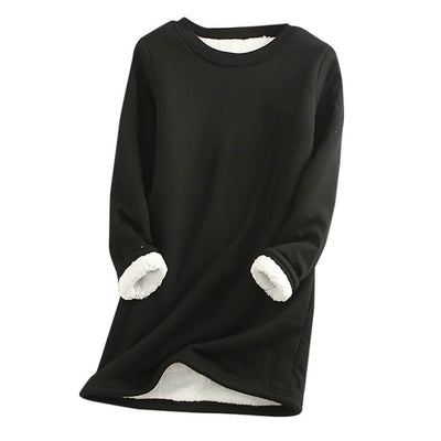 Dames Warme Fleece Trui Met Lange Mouwen En Ronde Hals