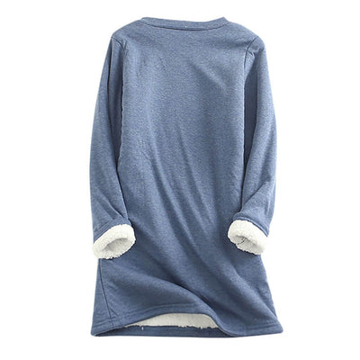 Dames Warme Fleece Trui Met Lange Mouwen En Ronde Hals