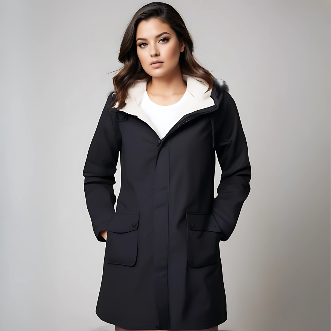 Dames Waterdichte Jas Met Capuchon En Fleece Voering