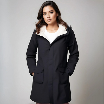 Dames Waterdichte Jas Met Capuchon En Fleece Voering