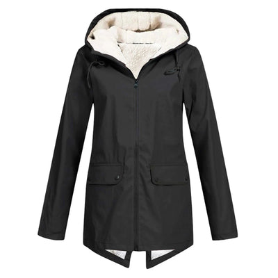 Dames Waterdichte Jas Met Capuchon En Fleece Voering
