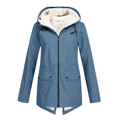 Dames Waterdichte Jas Met Capuchon En Fleece Voering