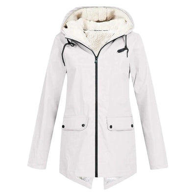 Dames Waterdichte Jas Met Capuchon En Fleece Voering
