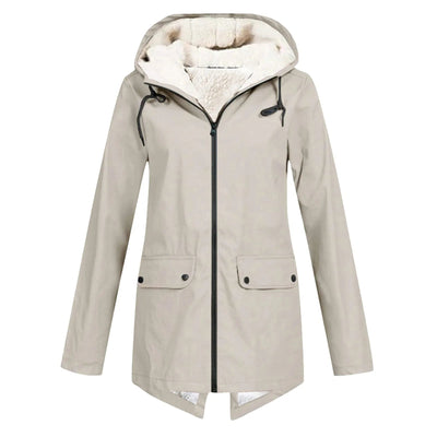 Dames Waterdichte Jas Met Capuchon En Fleece Voering
