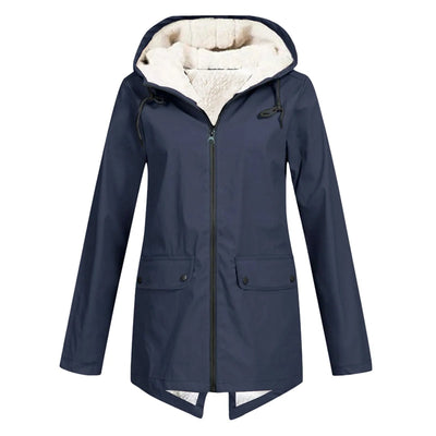 Dames Waterdichte Jas Met Capuchon En Fleece Voering