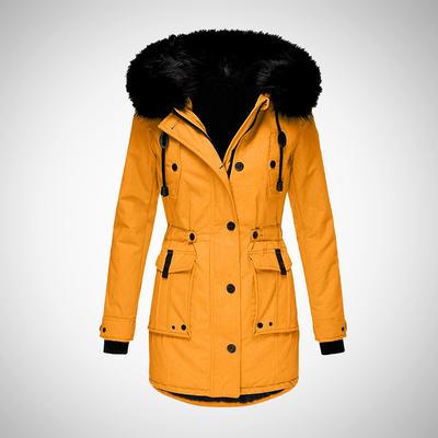 Dames Waterdichte Gewatteerde Winterjas Met Capuchon En Bontrand