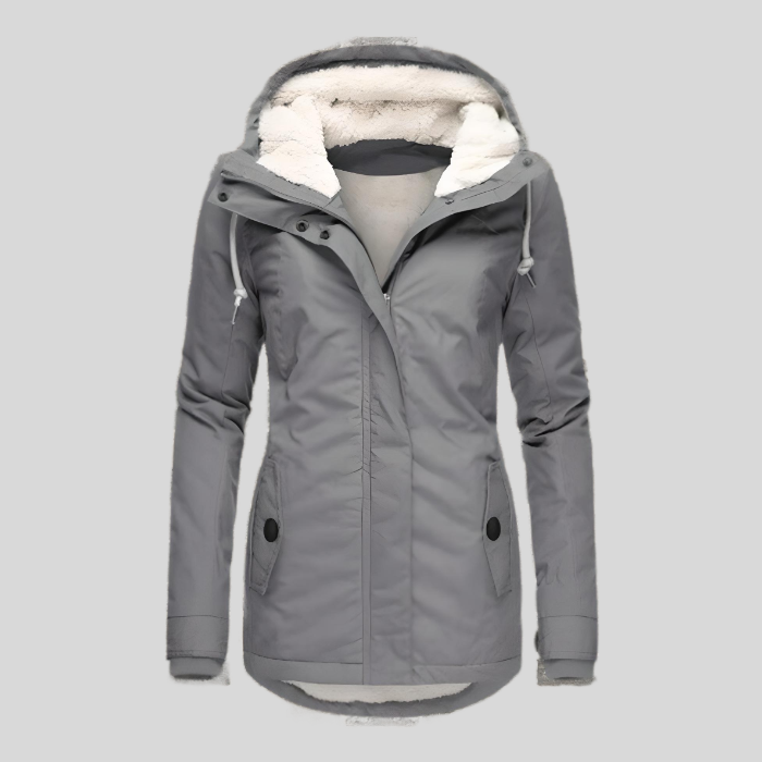 Dames Waterdichte Lange Winterjas Met Capuchon En Fleecevoering