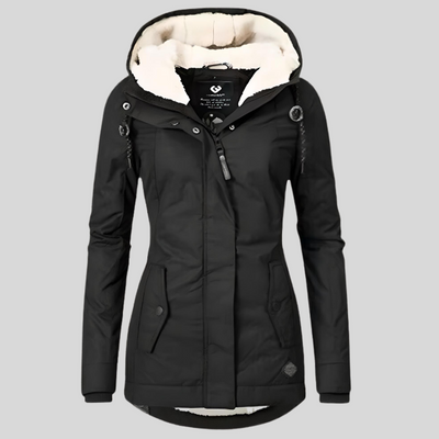 Dames Waterdichte Lange Winterjas Met Capuchon En Fleecevoering