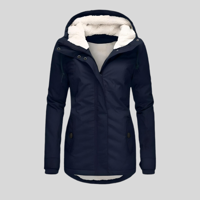 Dames Waterdichte Lange Winterjas Met Capuchon En Fleecevoering
