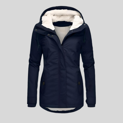 Dames Waterdichte Lange Winterjas Met Capuchon En Fleecevoering