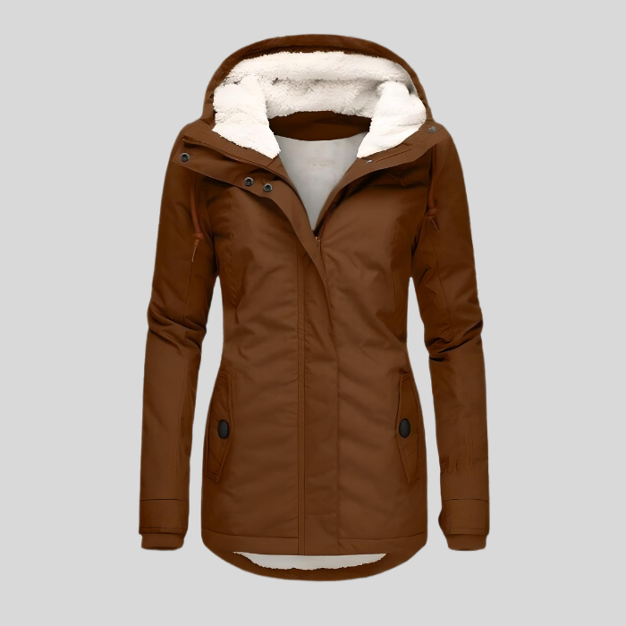 Dames Waterdichte Lange Winterjas Met Capuchon En Fleecevoering