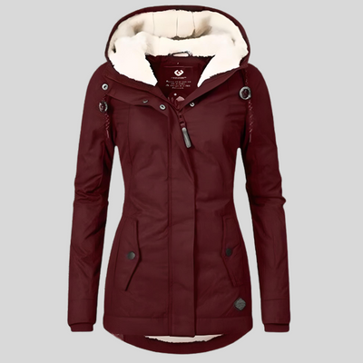 Dames Waterdichte Lange Winterjas Met Capuchon En Fleecevoering