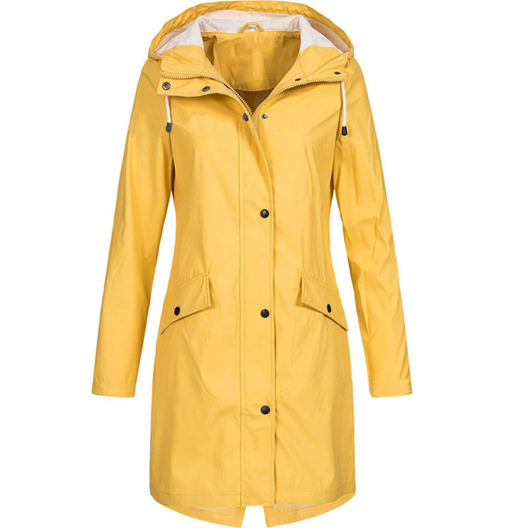 Dames Waterdichte Regenjas Met Capuchon En Lange Mouwen