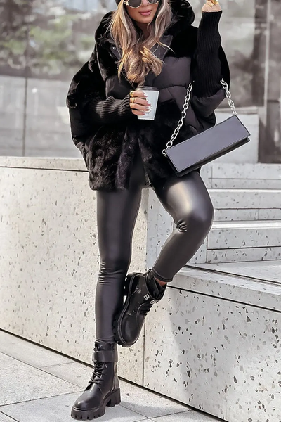 Dames Winterjas Met Capuchon En Teddy Gewatteerd Design