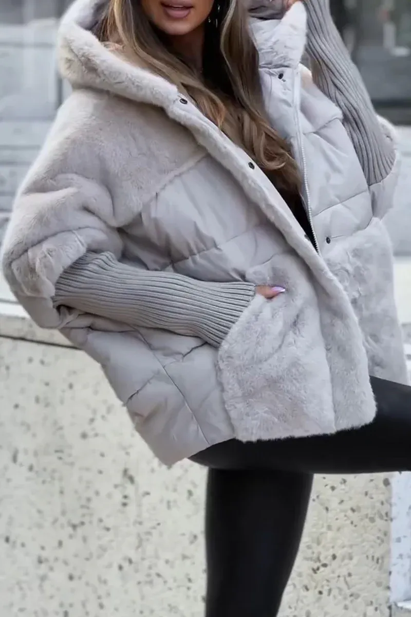 Dames Winterjas Met Capuchon En Teddy Gewatteerd Design