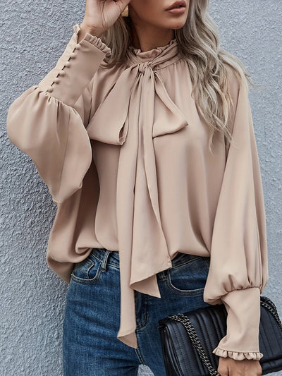 Dames Blouse Feestelijk Met Lange Mouwen En Strikdetail