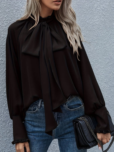 Dames Blouse Feestelijk Met Lange Mouwen En Strikdetail