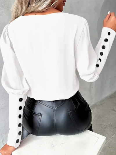 Dames Blouse Met Lange Mouwen En V-hals