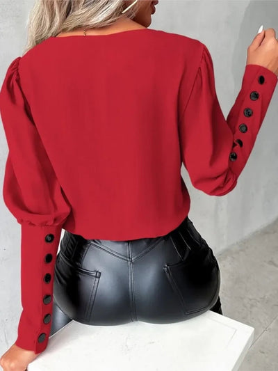 Dames Blouse Met Lange Mouwen En V-hals