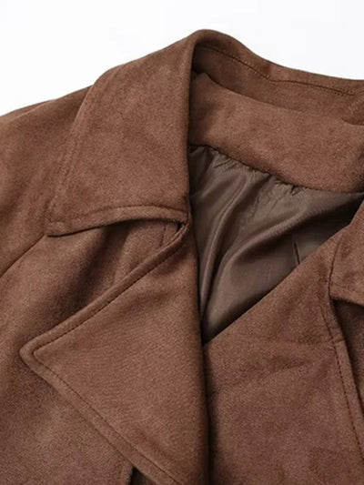 Dames Elegante Lange Trenchcoat Met Riem