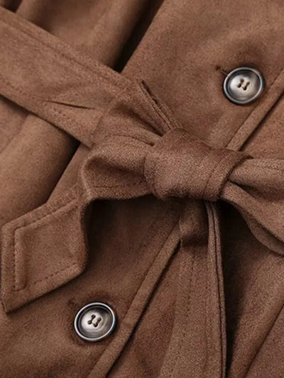 Dames Elegante Lange Trenchcoat Met Riem