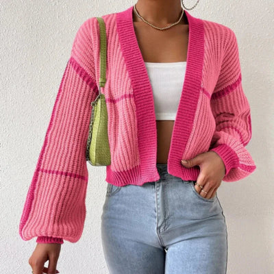 Dames Gebreide Vest Met Kleur En Lange Mouwen