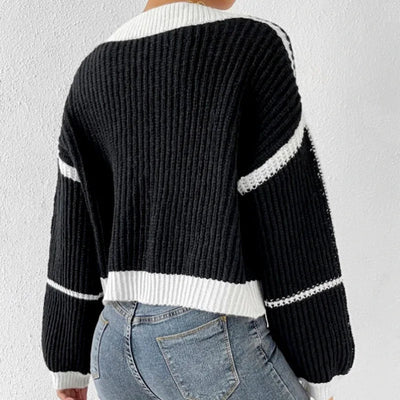 Dames Gebreide Vest Met Kleur En Lange Mouwen
