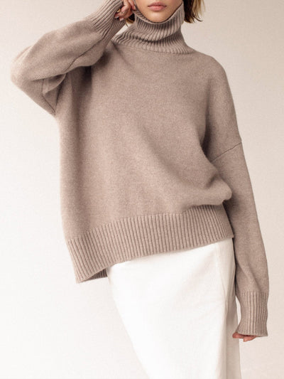 Dames Gebreide Coltrui Met Oversized Pasvorm En Lange Mouwen