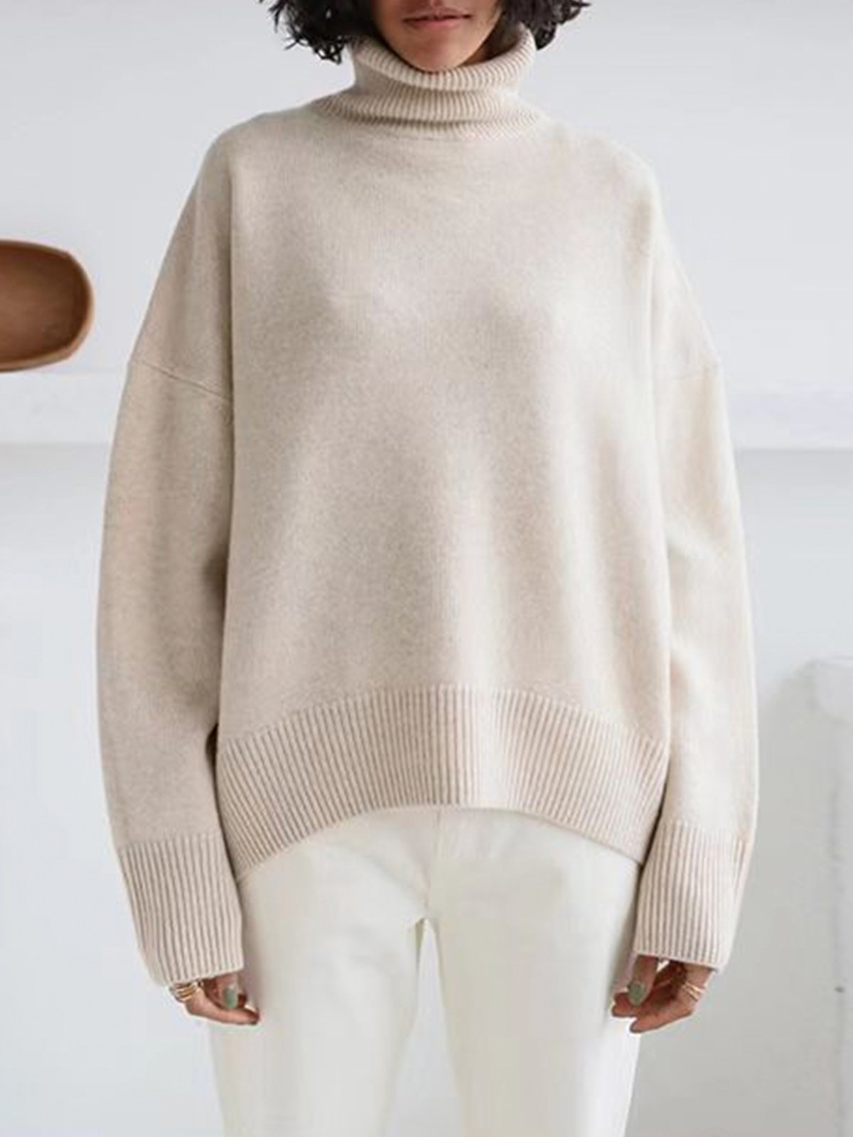 Dames Gebreide Coltrui Met Oversized Pasvorm En Lange Mouwen