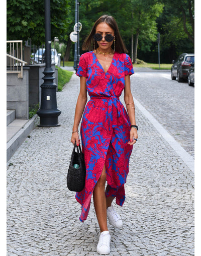 Dames Zomer Maxi Jurk Met Bloemenprint En V-Hals