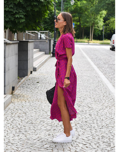 Dames Zomer Maxi Jurk Met Bloemenprint En V-Hals
