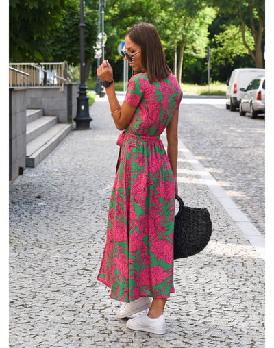 Dames Zomer Maxi Jurk Met Bloemenprint En V-Hals
