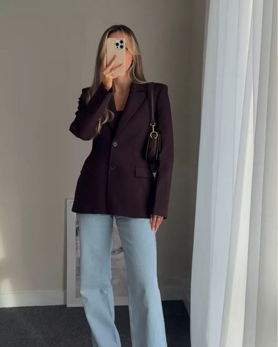 Dames Tailored Blazer Met Getailleerde Pasvorm En Lange Mouwen