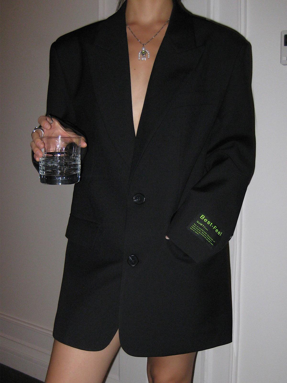 Dames Grijze Oversized Blazer Met Reverskraag En Lange Mouwen