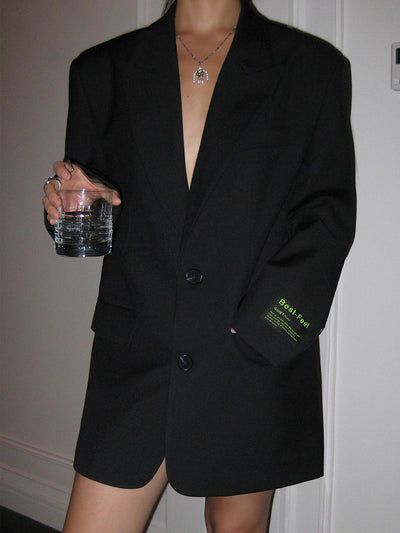 Dames Grijze Oversized Blazer Met Reverskraag En Lange Mouwen