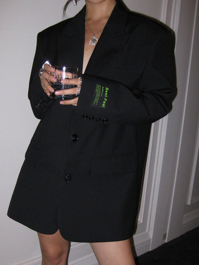 Dames Grijze Oversized Blazer Met Reverskraag En Lange Mouwen