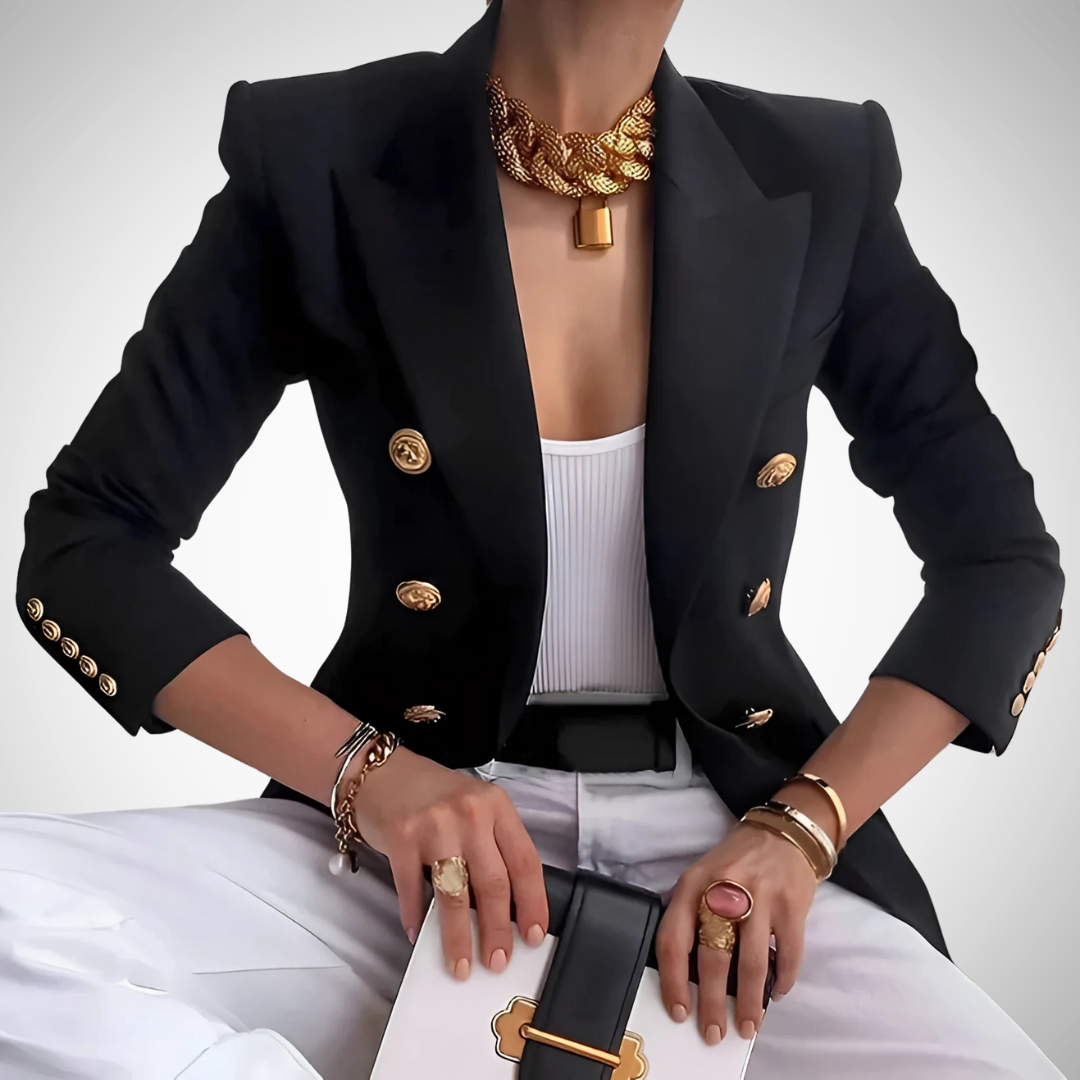 Dames Blazer met Dubbele Knopen en Gouden Details