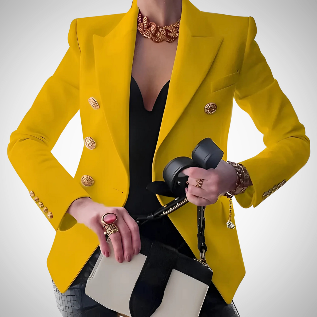 Dames Blazer met Dubbele Knopen en Gouden Details
