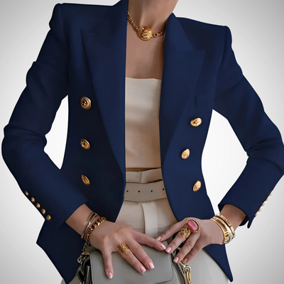 Dames Blazer met Dubbele Knopen en Gouden Details