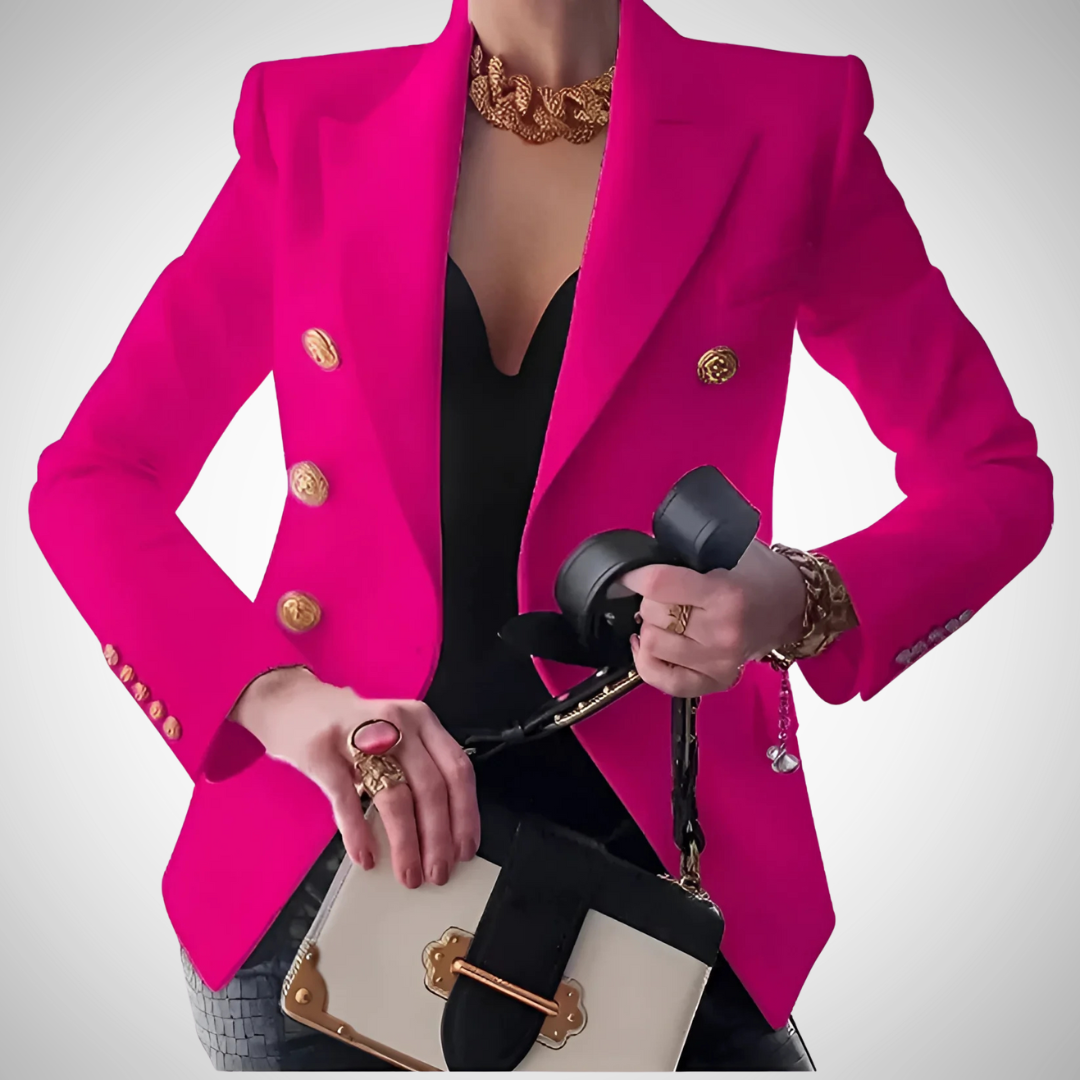 Dames Blazer met Dubbele Knopen en Gouden Details