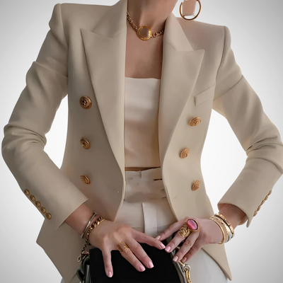 Dames Blazer met Dubbele Knopen en Gouden Details