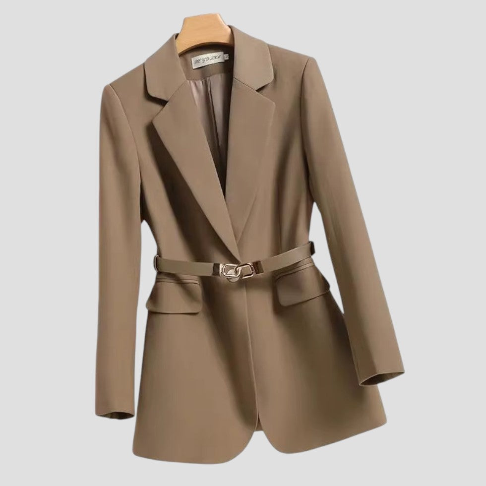Dames Blazer Met Ceintuur En Lange Mouwen