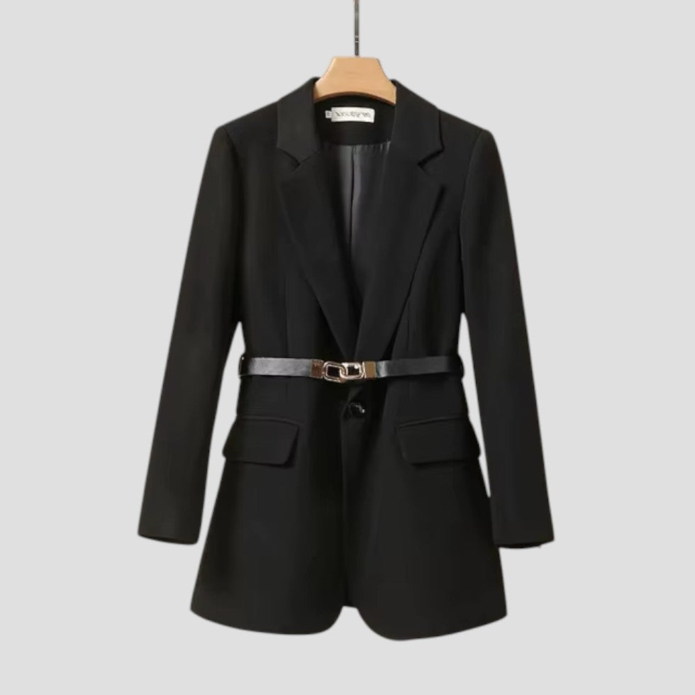 Dames Blazer Met Ceintuur En Lange Mouwen