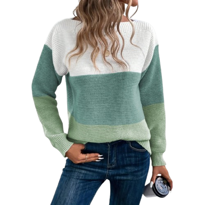 Dames Gebreide Sweater Met Kleurblok En Lange Mouwen